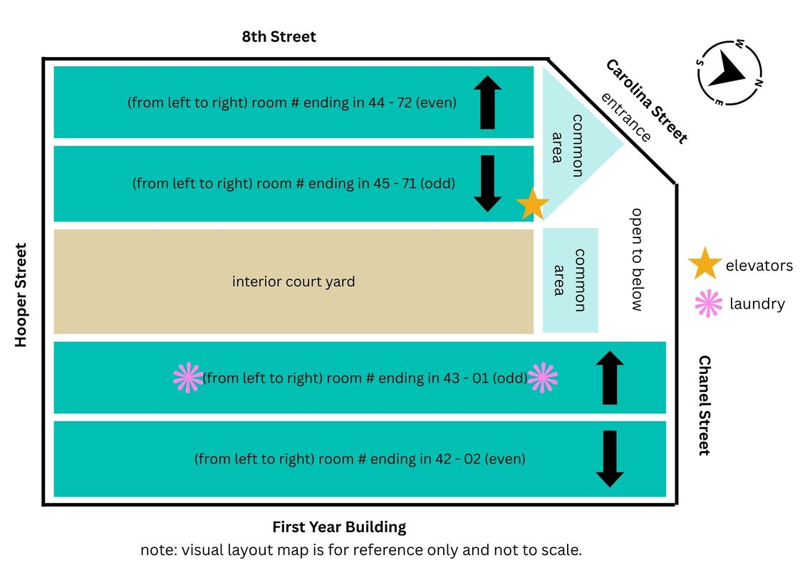 Founders Hall Room Numbering & Layout Map