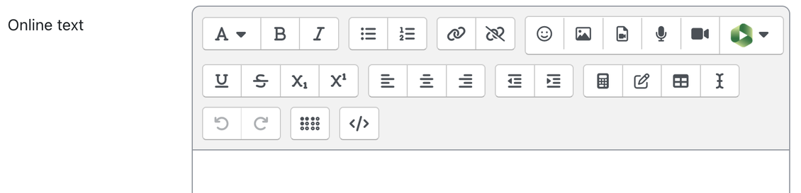 Moodle rich text editor for an online text submission