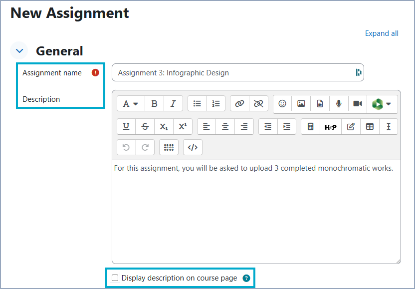 new assignment screen