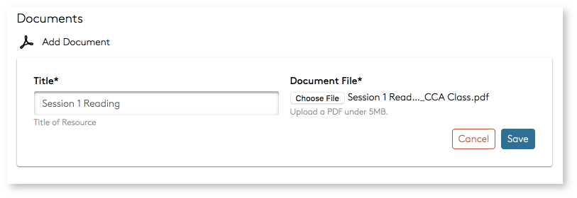 Add document file upload window
