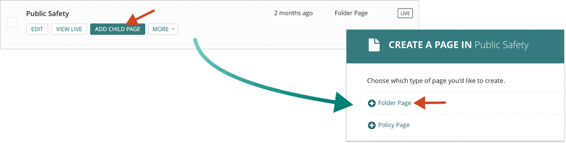 Create a Policy Folder page