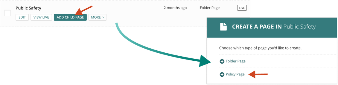 Create a Policy page