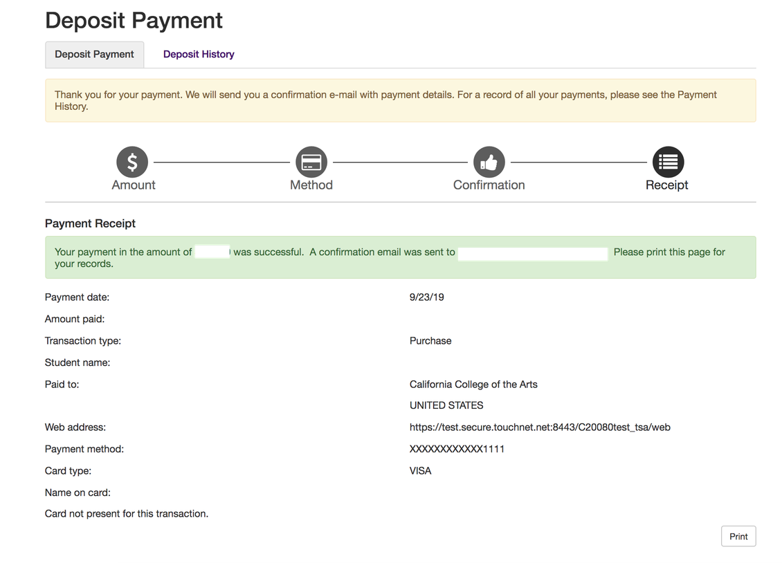 Deposit - Confirmation