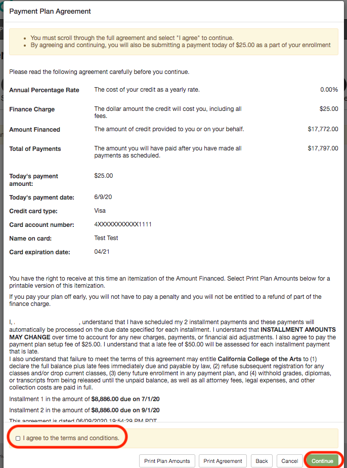 Payment Plan Agreement