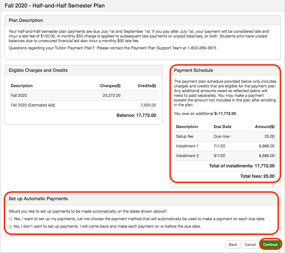 Payment Plan Schedule