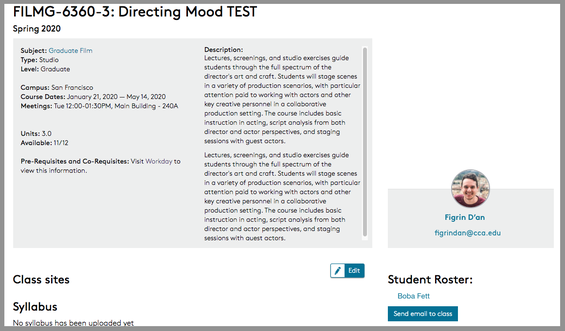 Portal course section page