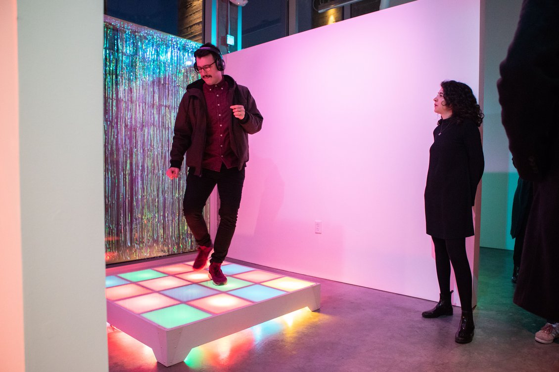 The opening of Discodaze//Side A at PLAySPACE Gallery in spring 2019