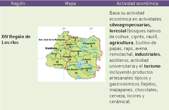 Principales actividades económicas por regiones