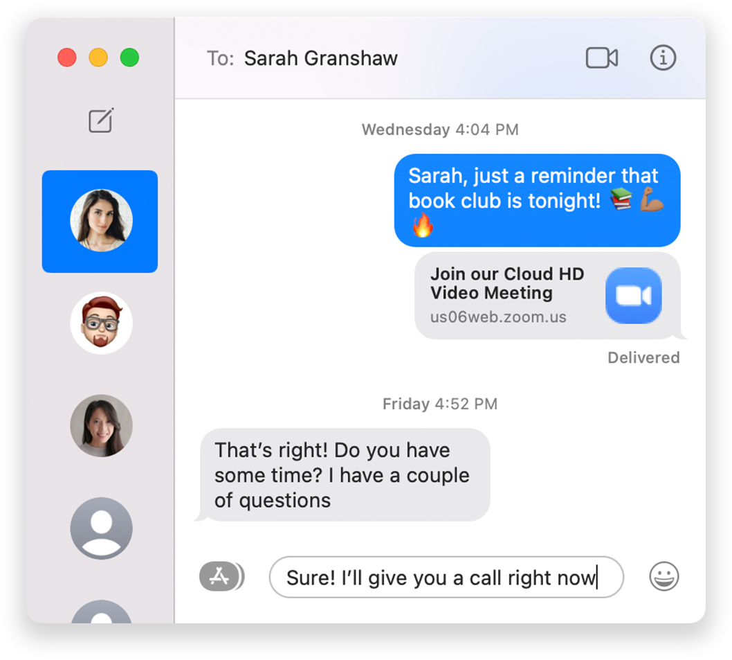 Replying to a Porterhouse-sent text right from your Mac's Messages App