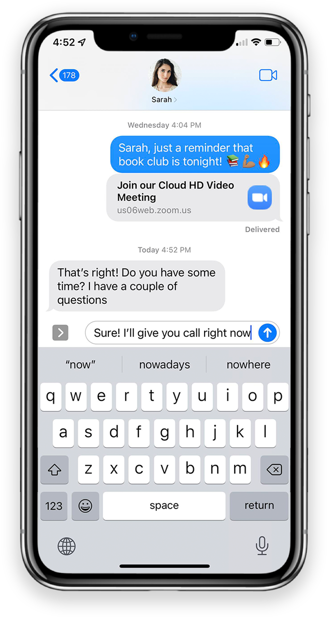 Replying to a Porterhouse-sent text right from your iPhone's Messages App