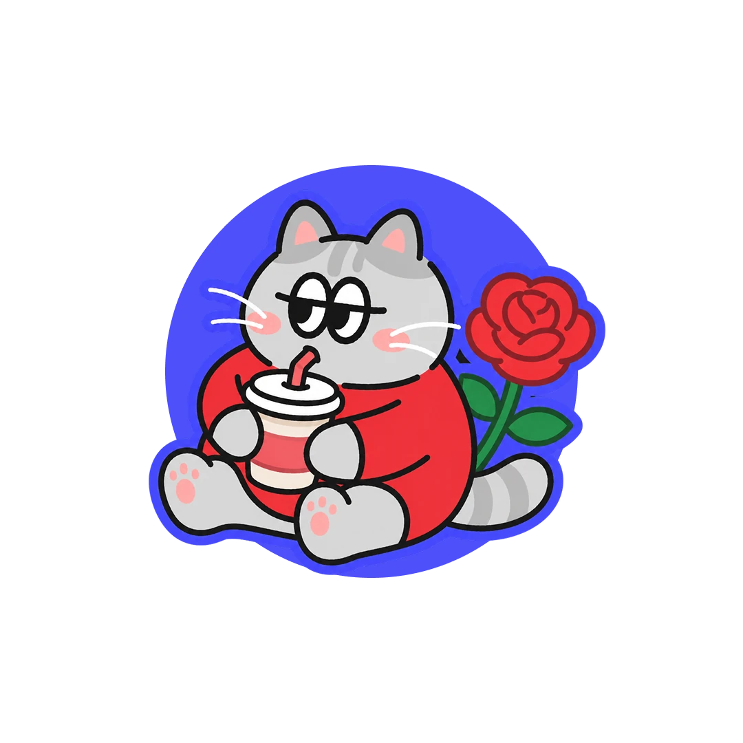Rose cat illustration