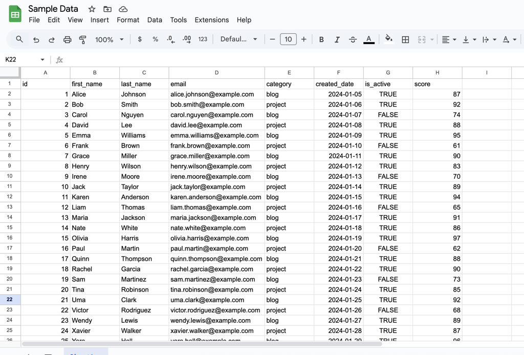 Example input of a screenshot with dummy data.