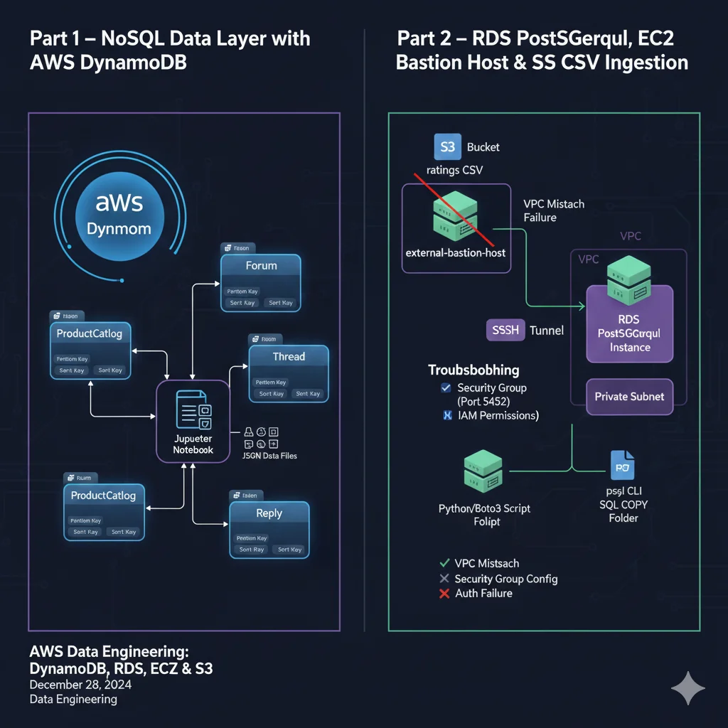 AWS Data Engineering: DynamoDB, RDS, EC2 & S3