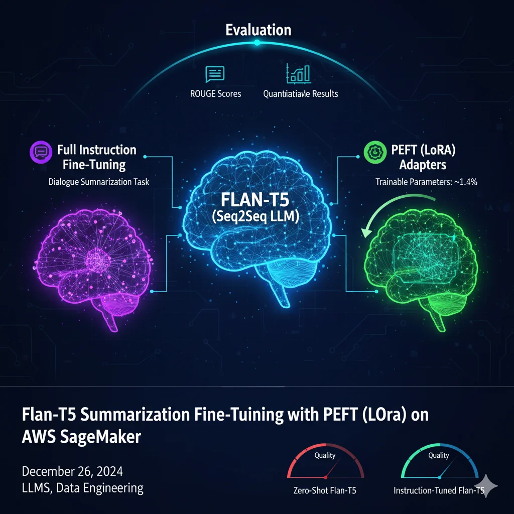 Flan-T5 Summarization Fine-Tuning with PEFT (LoRA) on AWS SageMaker