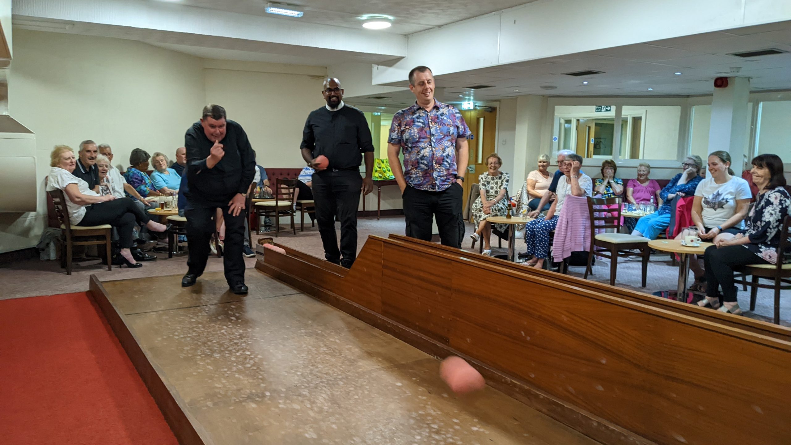 Clergy playing skittles