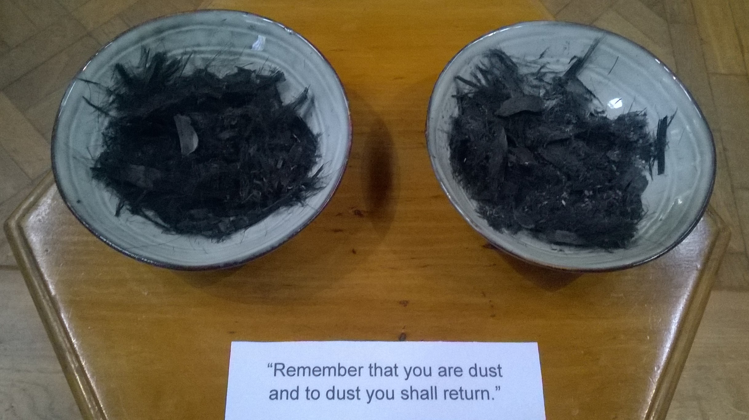 Ashes from Ash Wednesday