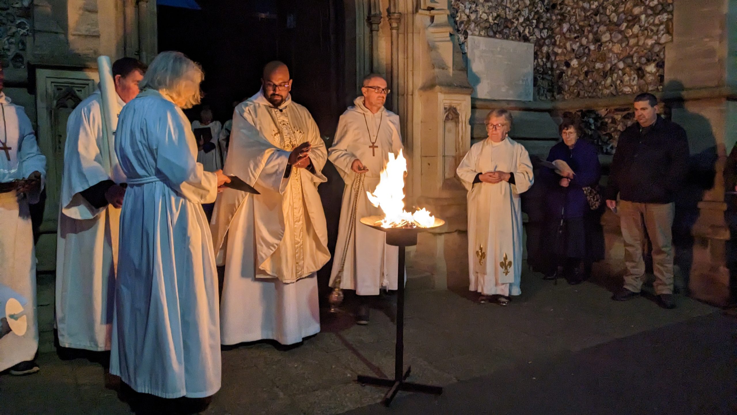 The blessing of the fire which lights the Paschal candle