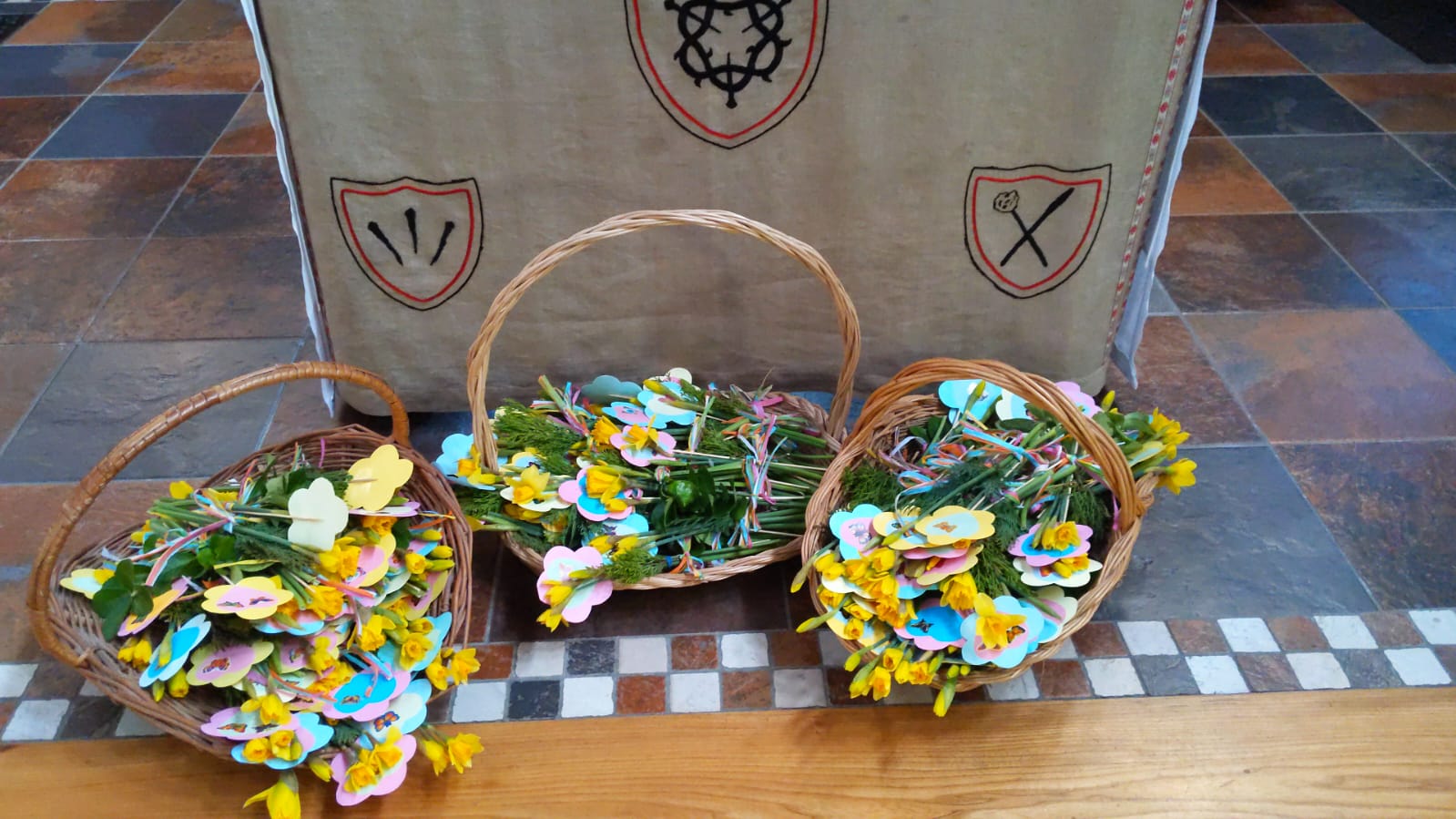 Mothering Sunday flowers under the altar