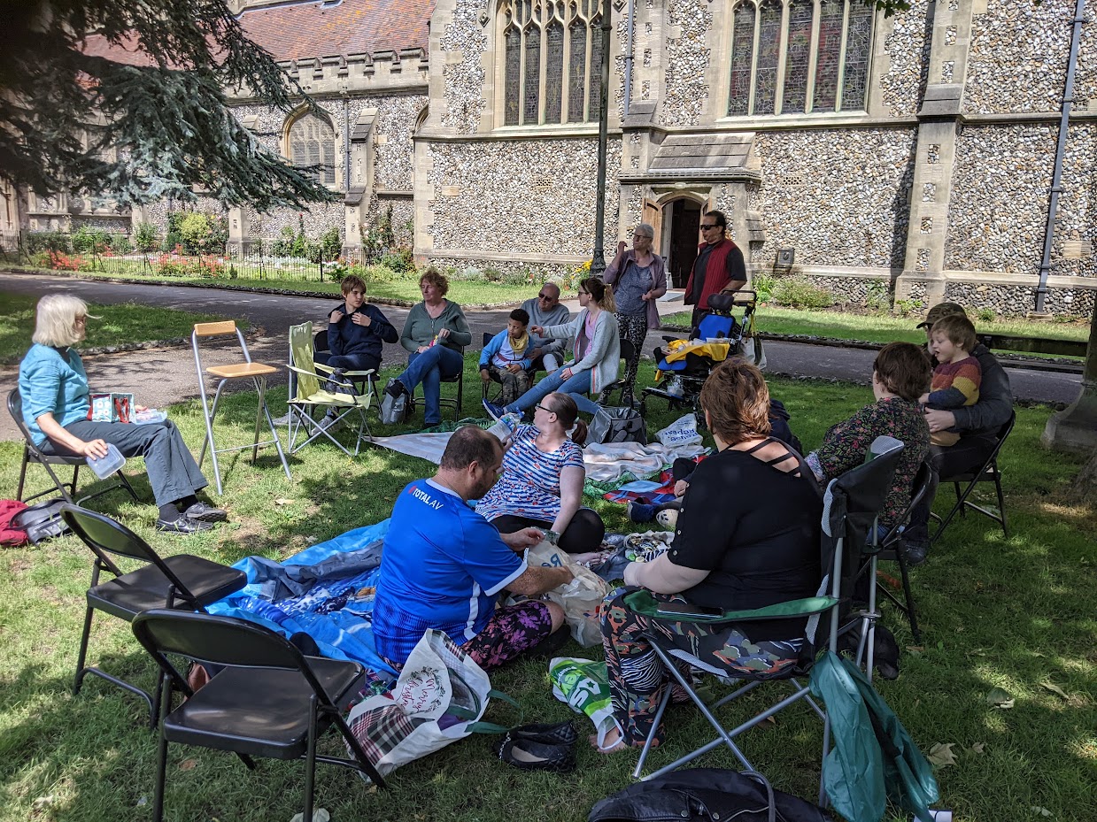 A picnic in the churchyard