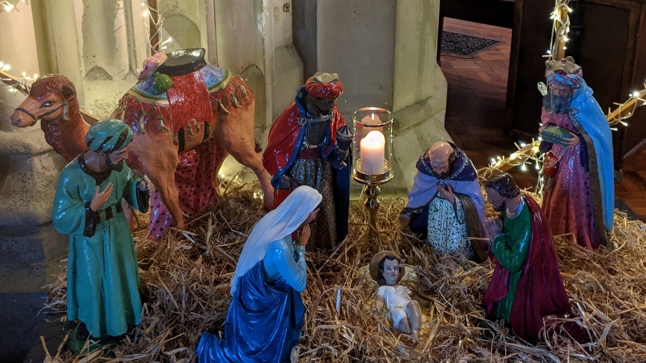 A depiction of the Magi visiting the crib scene