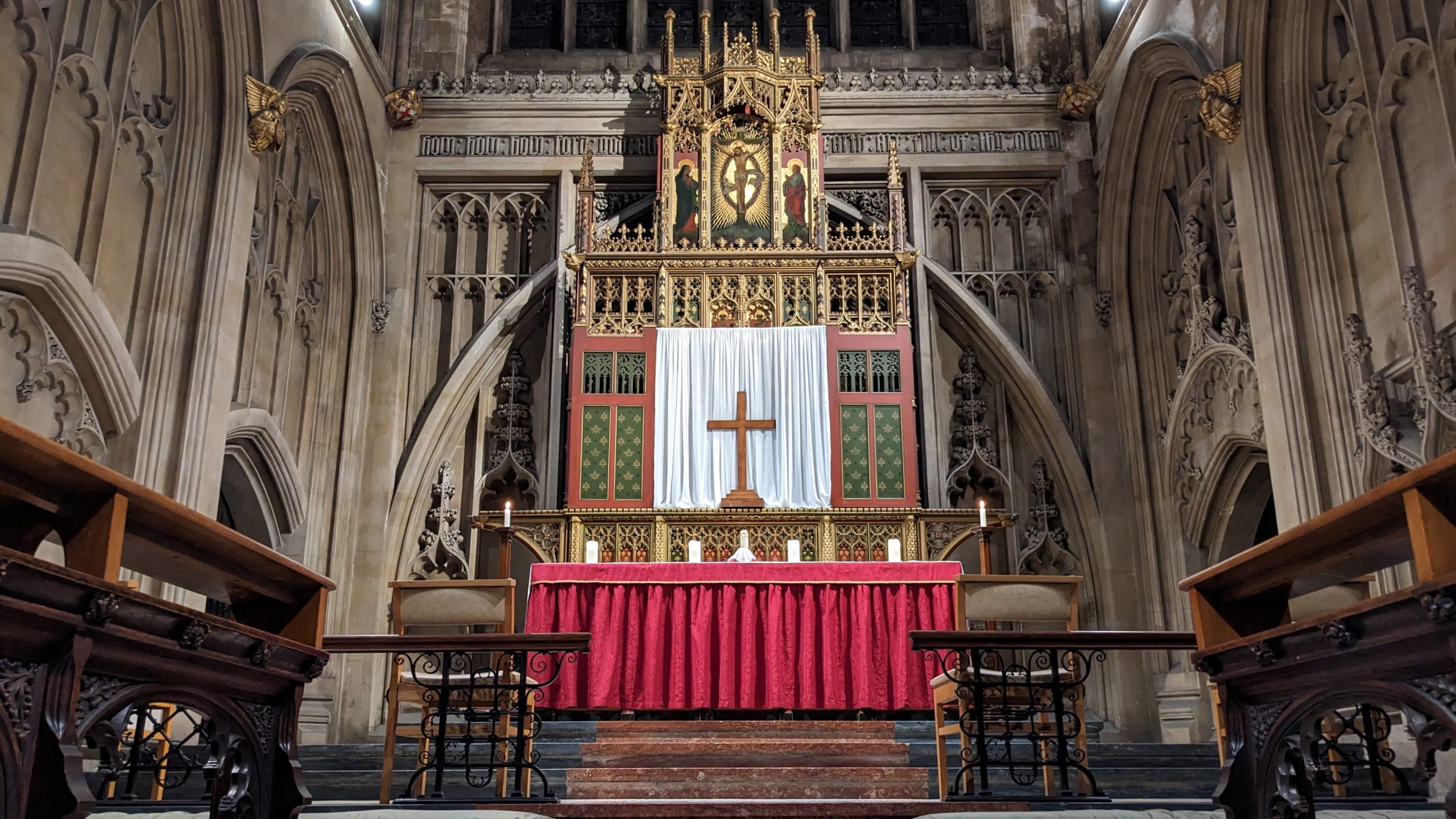 The altar at the start of Holy Week