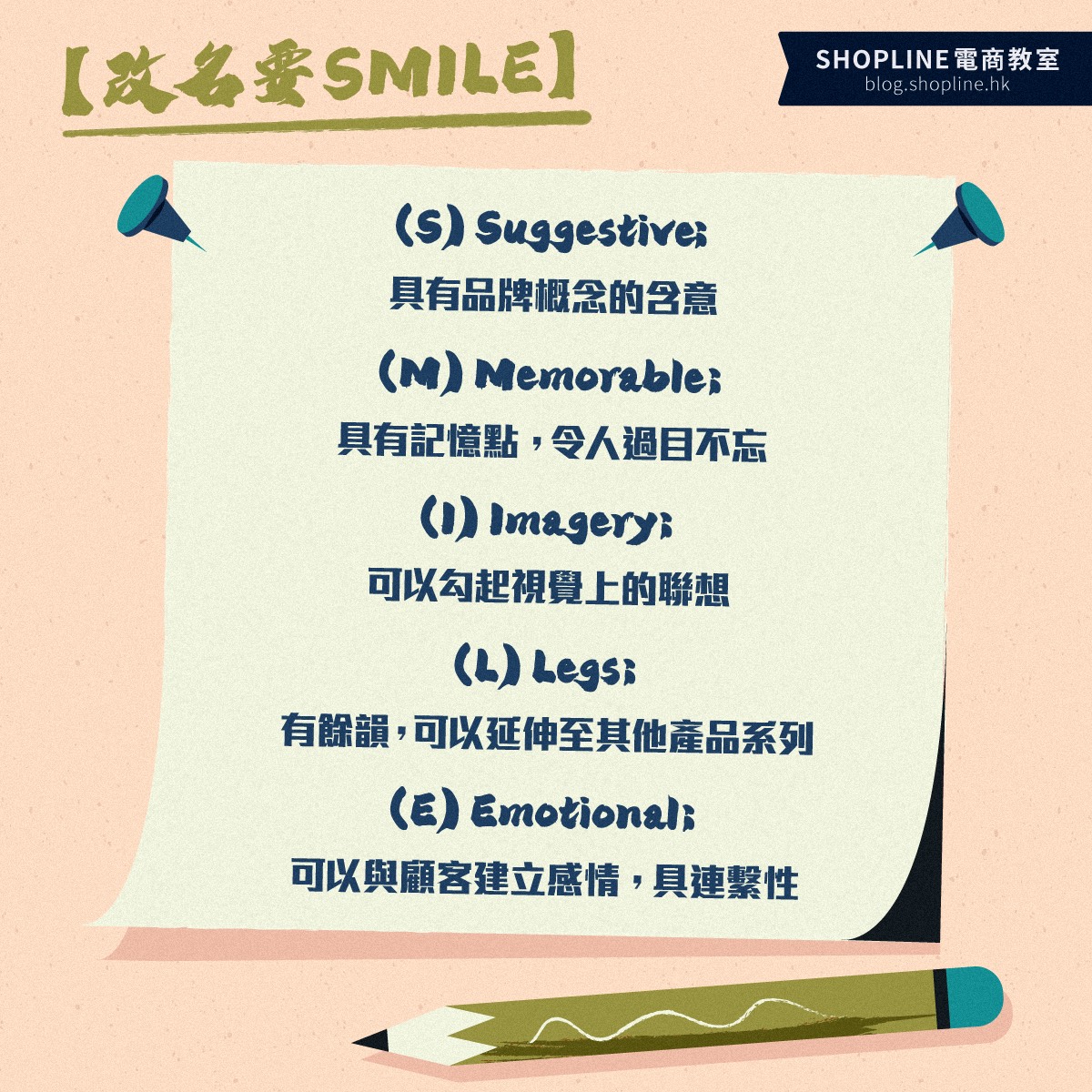 SMILE and SCRATCH theory for naming your own business 網店改名