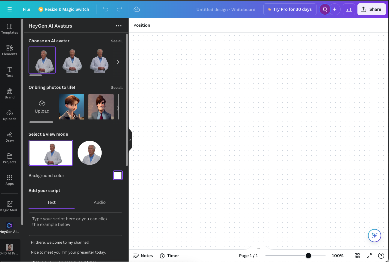 using HeyGen on canva