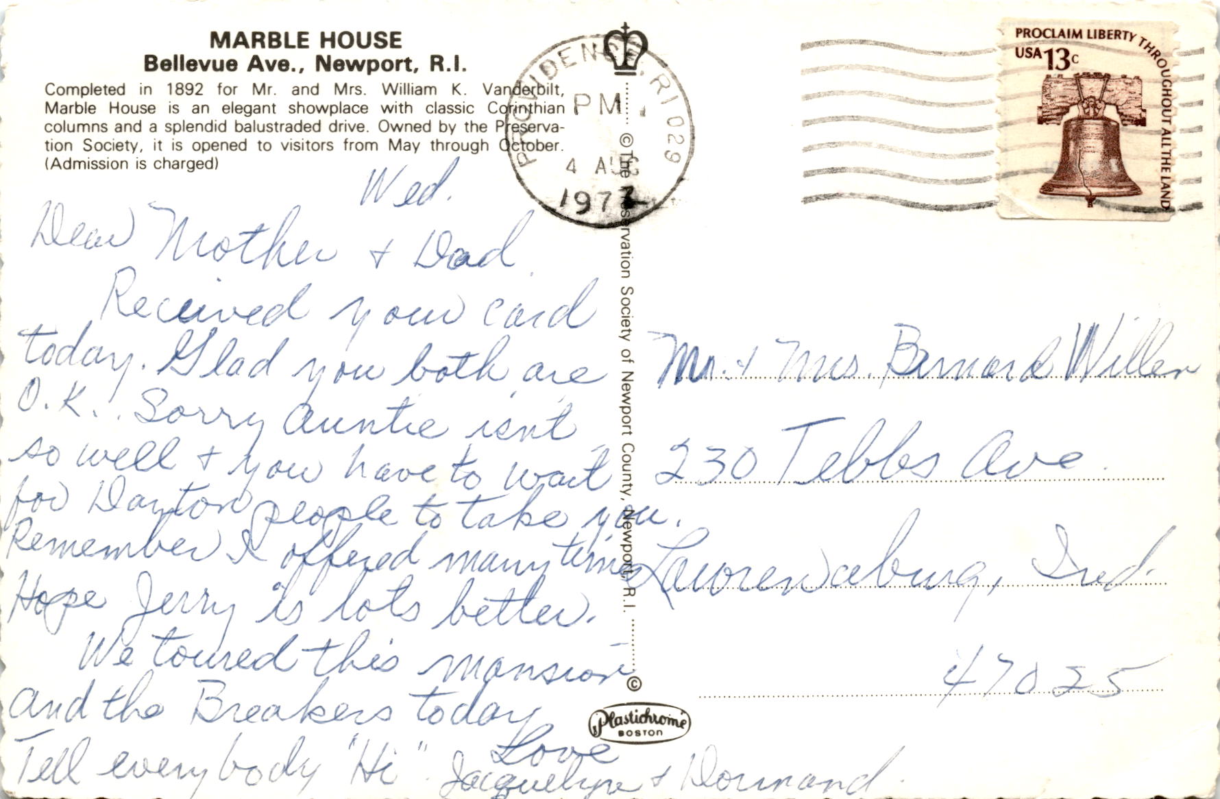 Back of Postcard