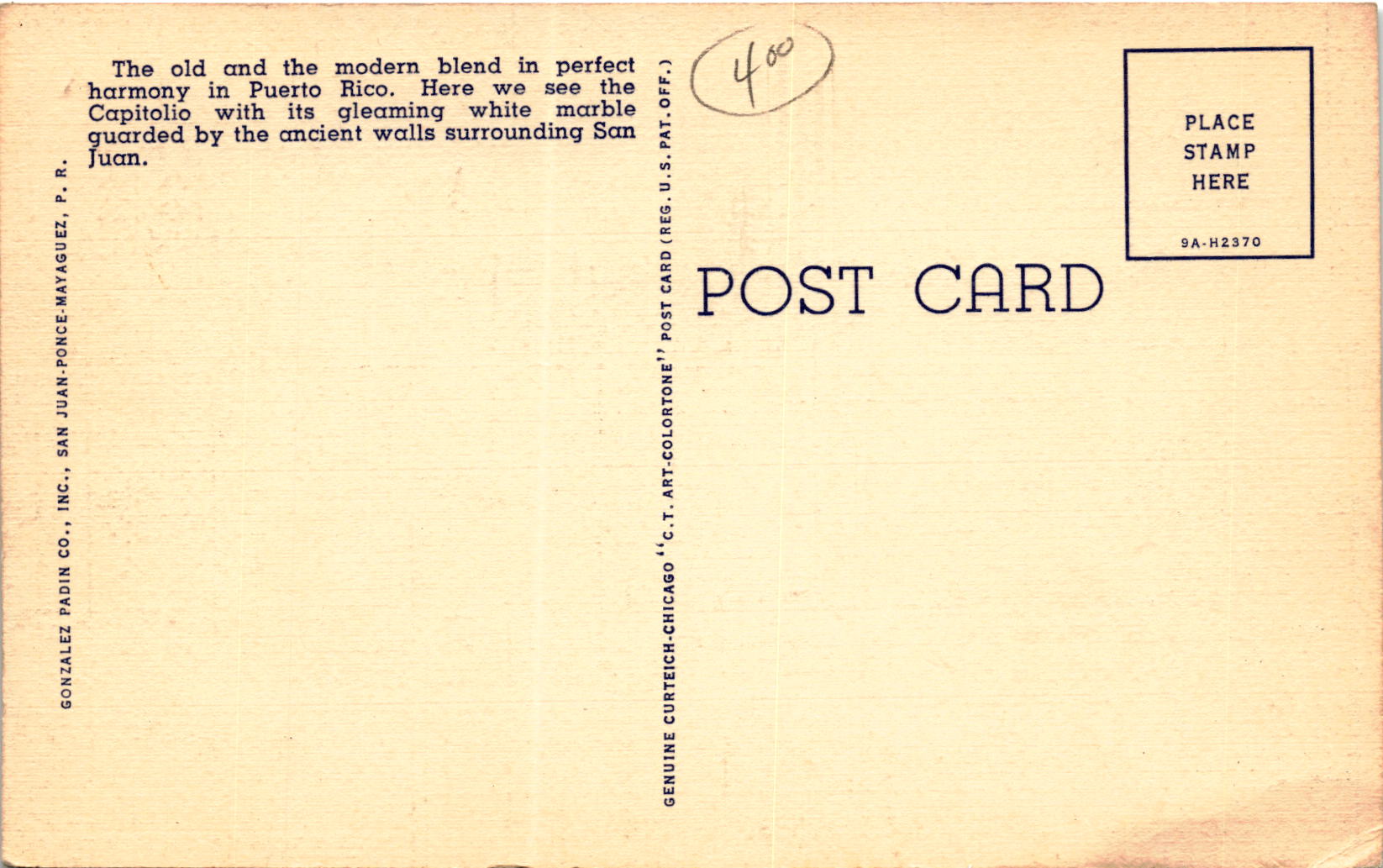 Back of Postcard