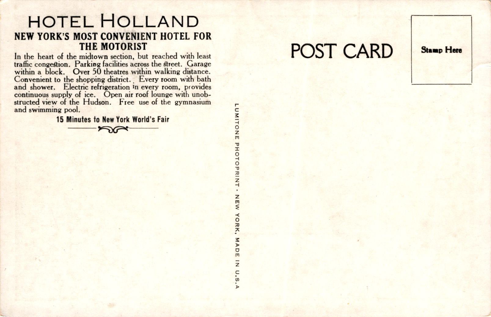 Back of Postcard