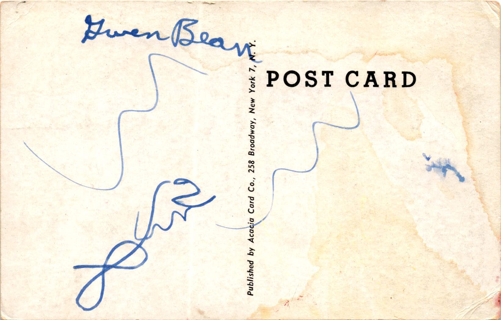 Back of Postcard
