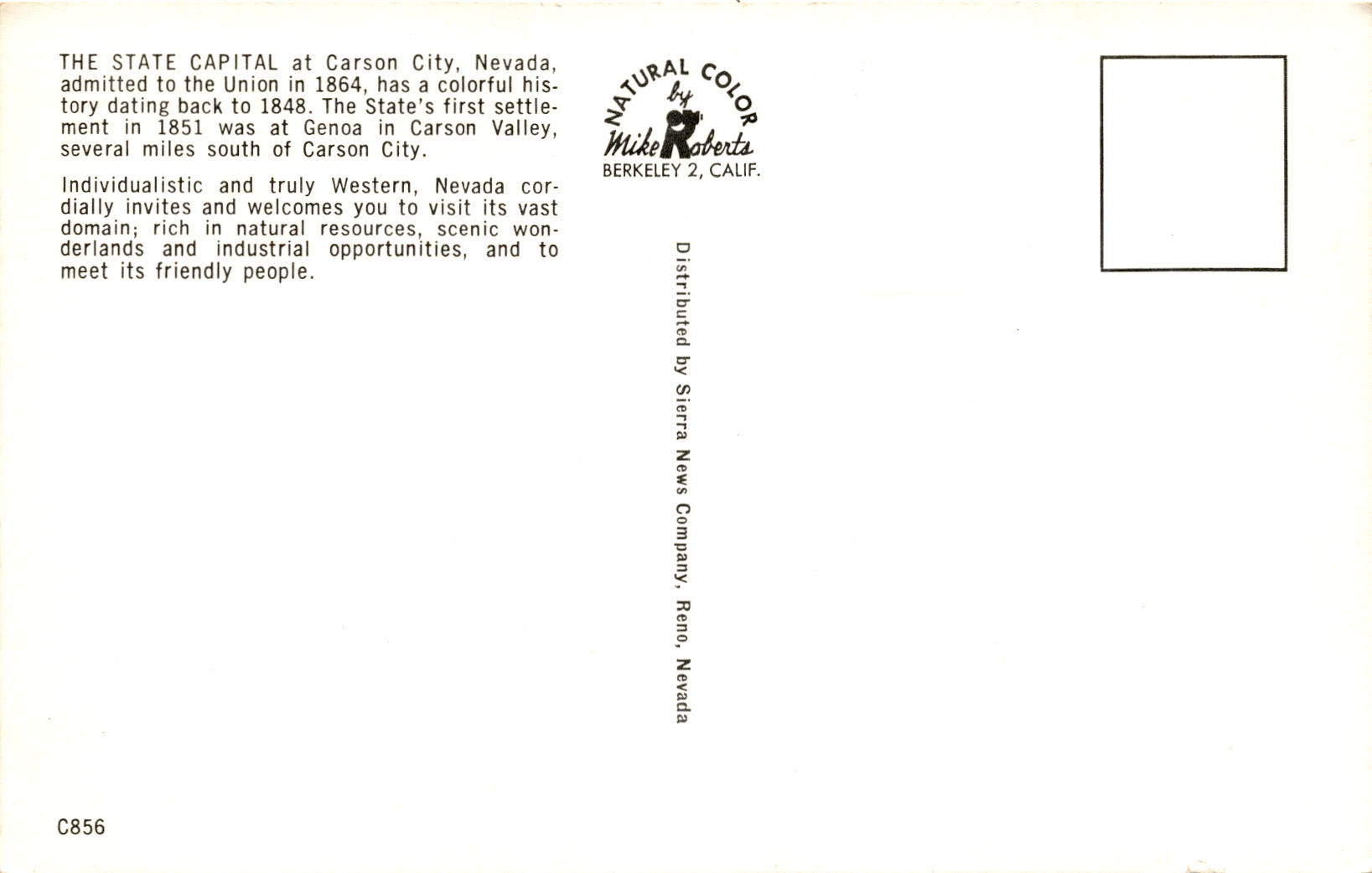 Back of Postcard