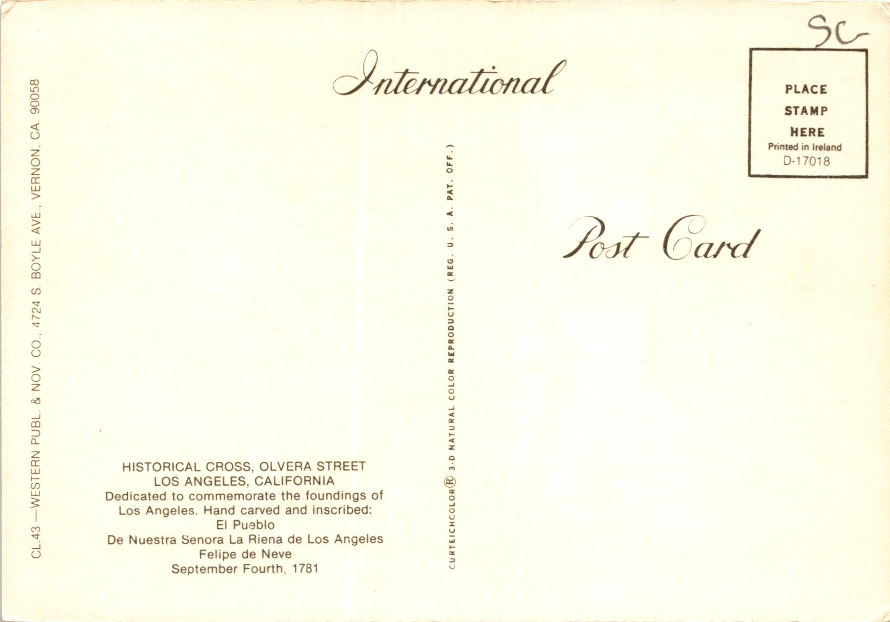 Back of Postcard