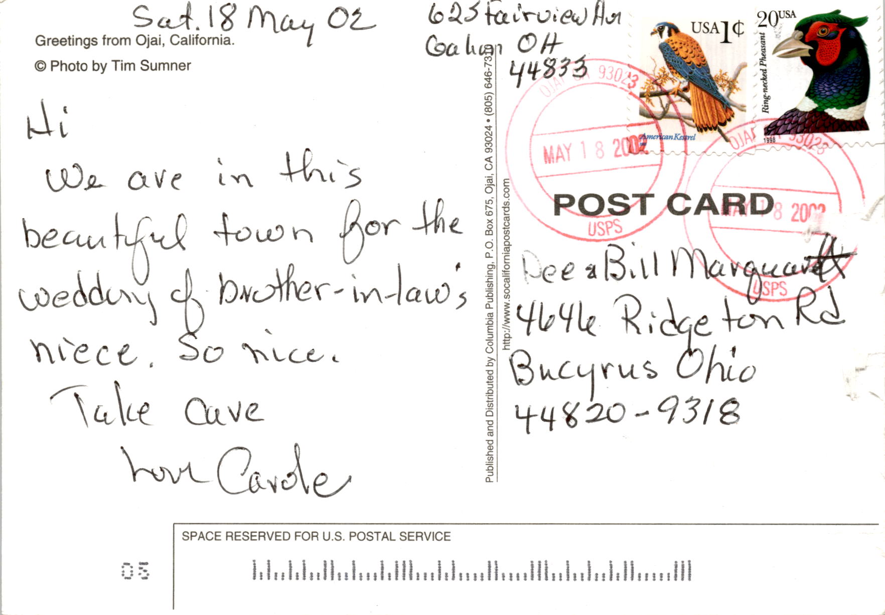 Back of Postcard