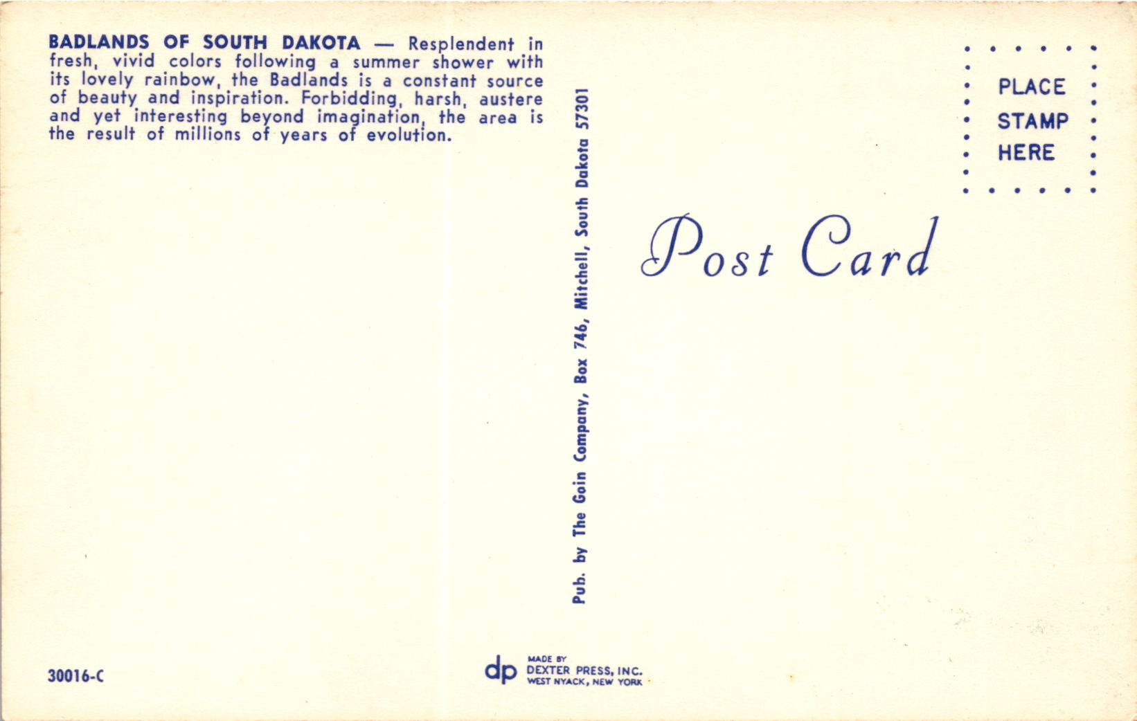 Back of Postcard