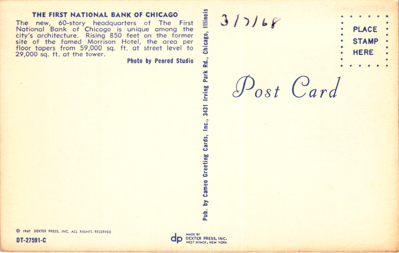 Back of Postcard