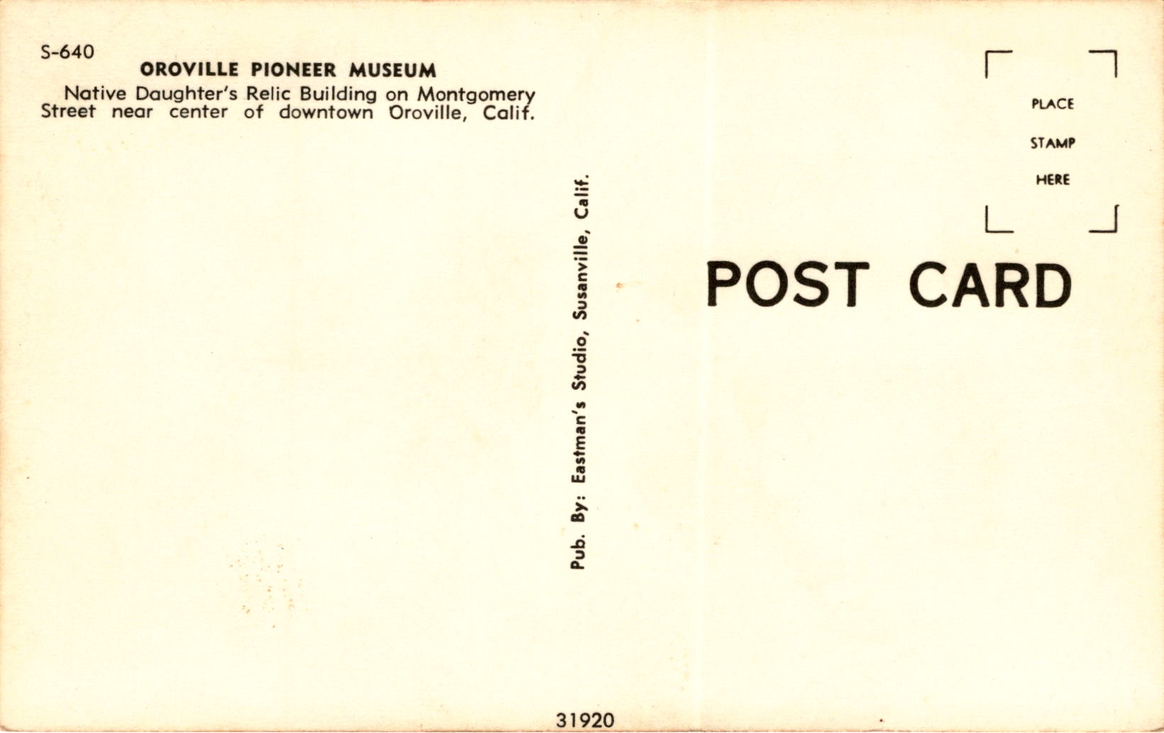 Back of Postcard