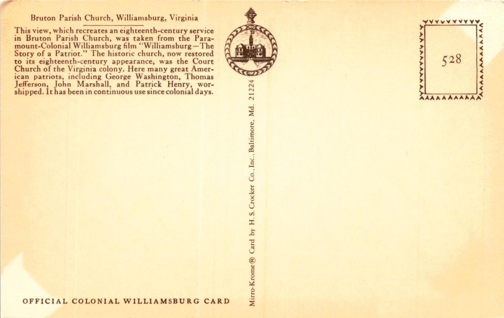 Back of Postcard