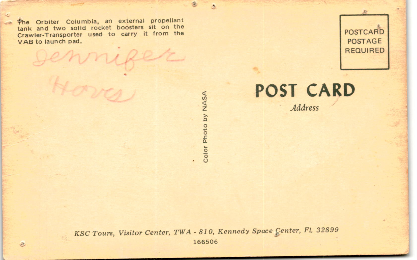 Back of Postcard
