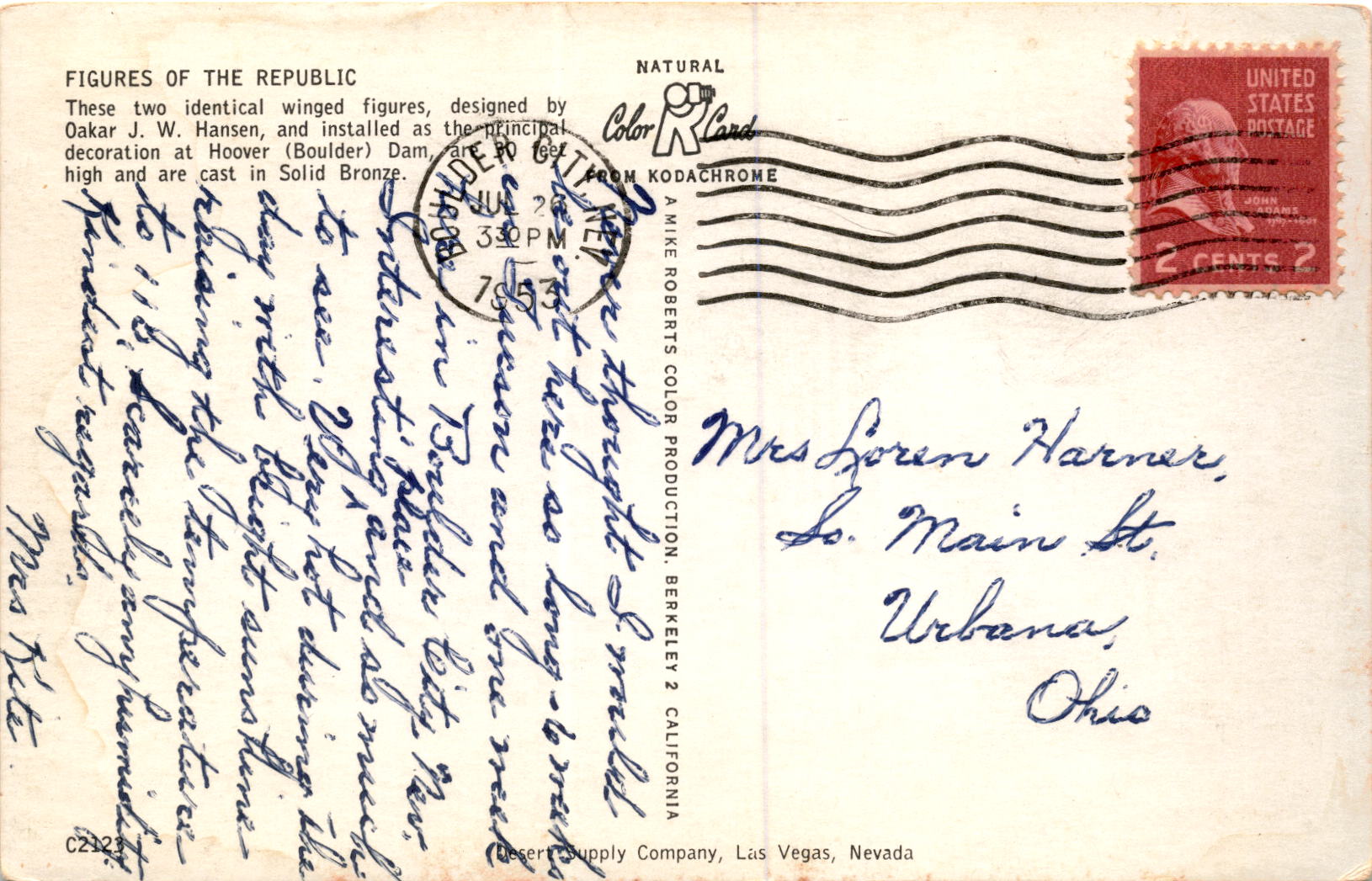 Back of Postcard