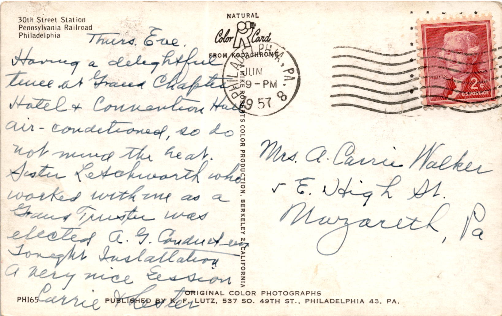 Back of Postcard