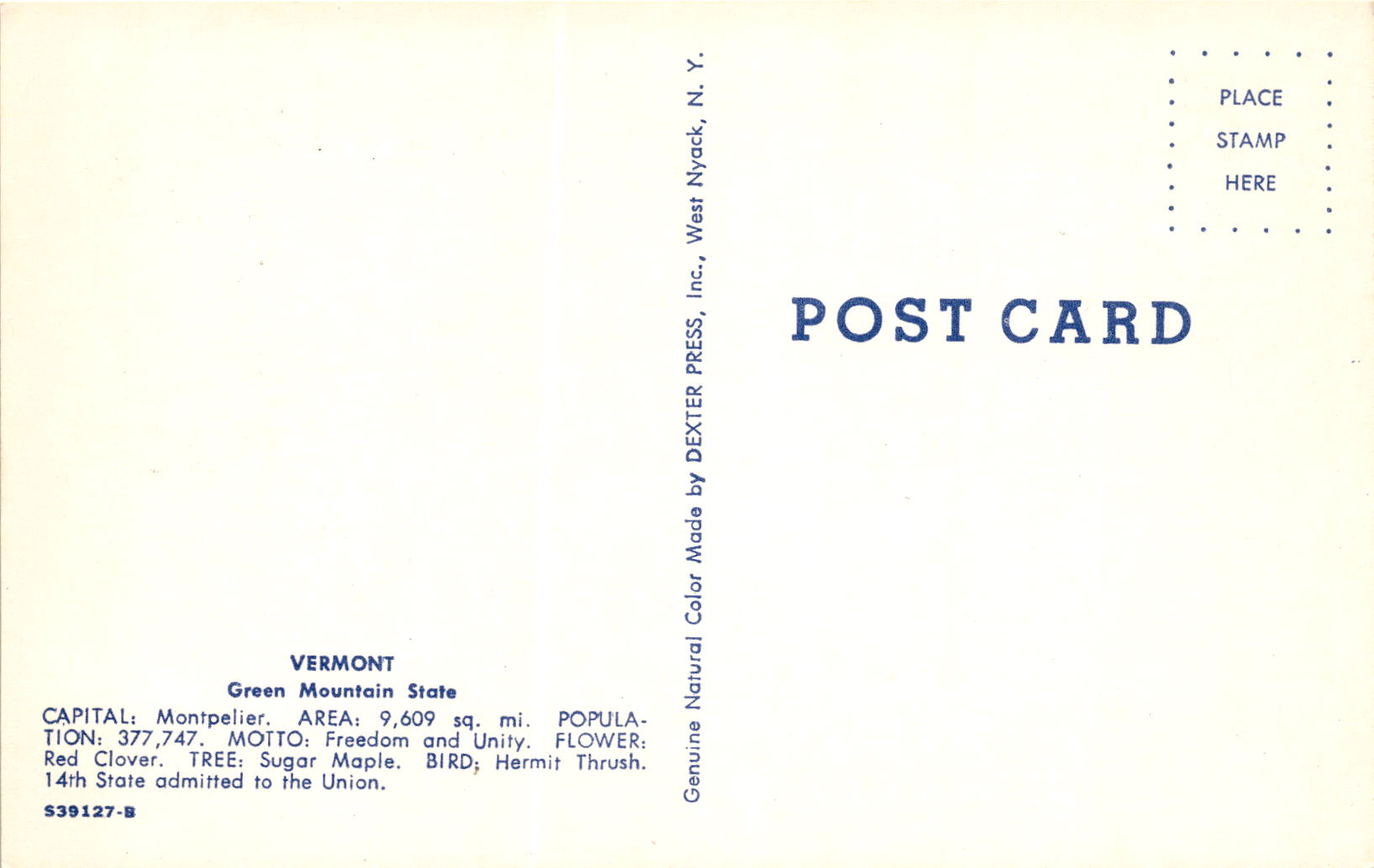 Back of Postcard