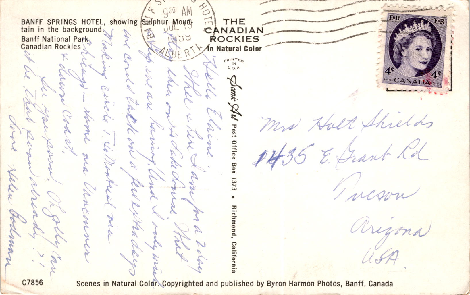 Back of Postcard