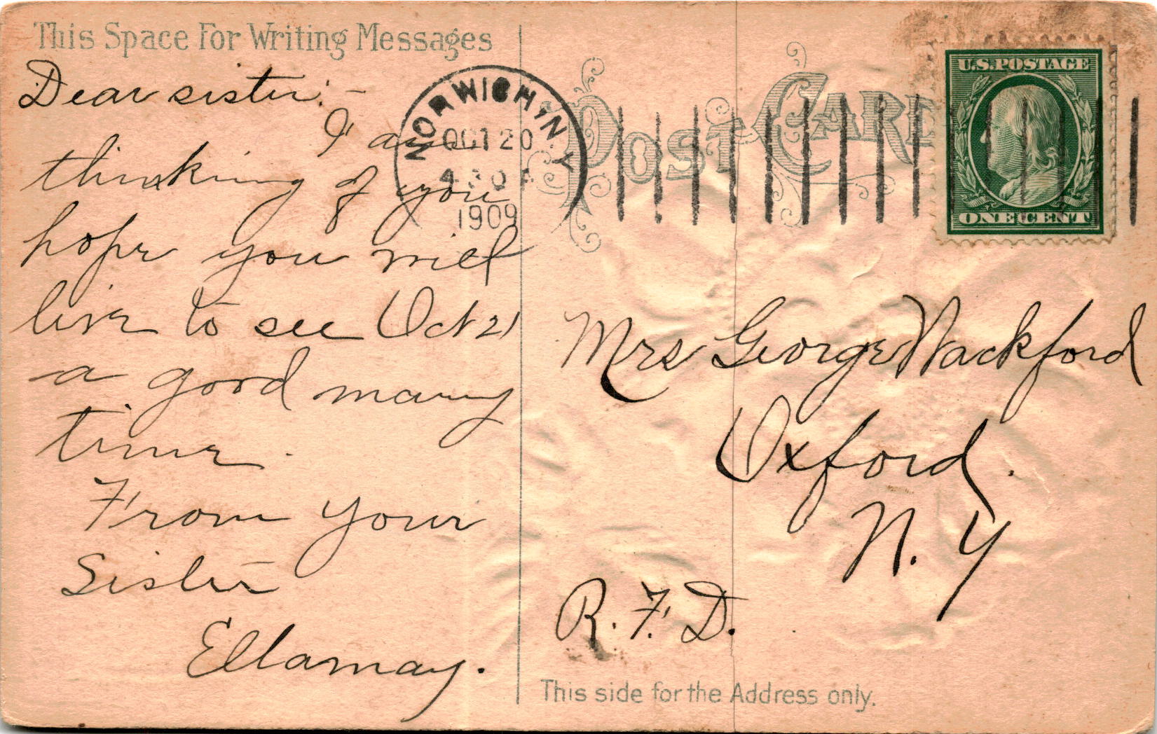 Back of Postcard