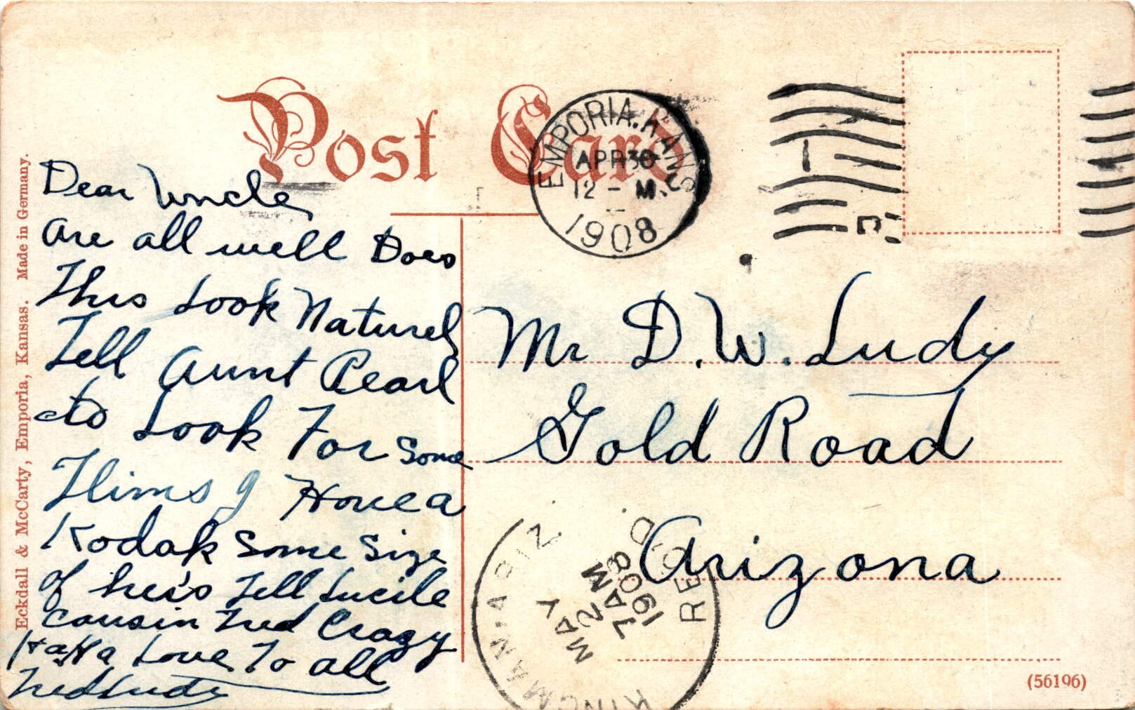 Back of Postcard