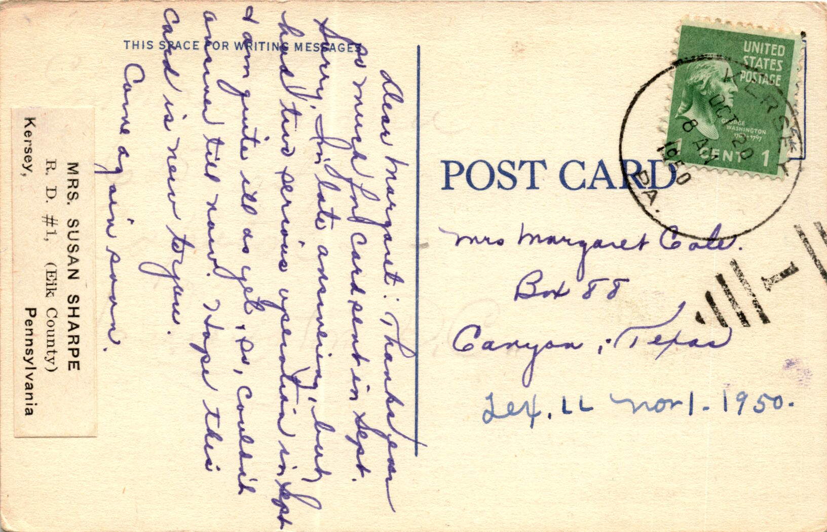 Back of Postcard