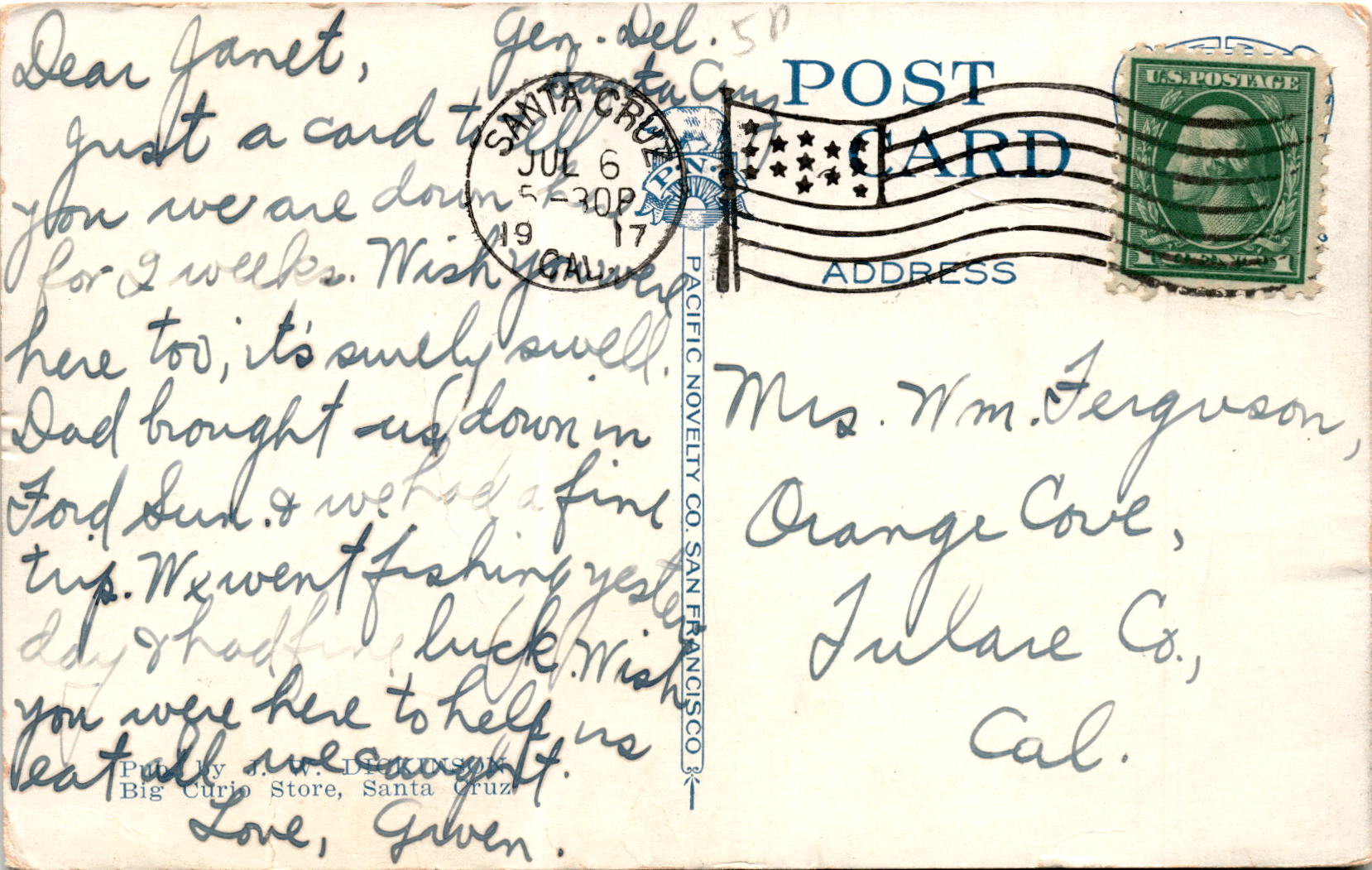 Back of Postcard