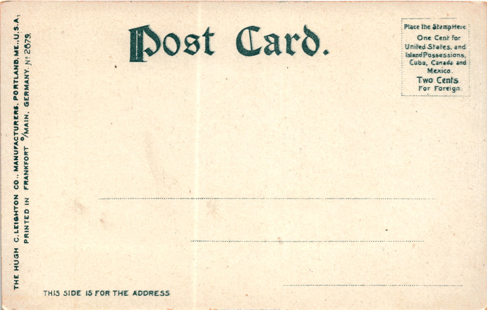 Back of Postcard