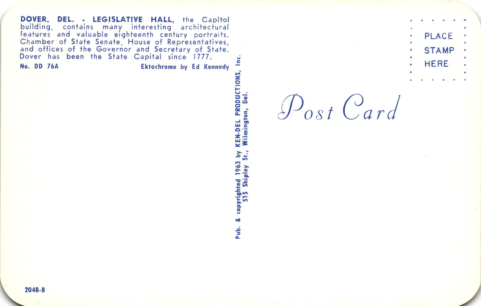 Back of Postcard