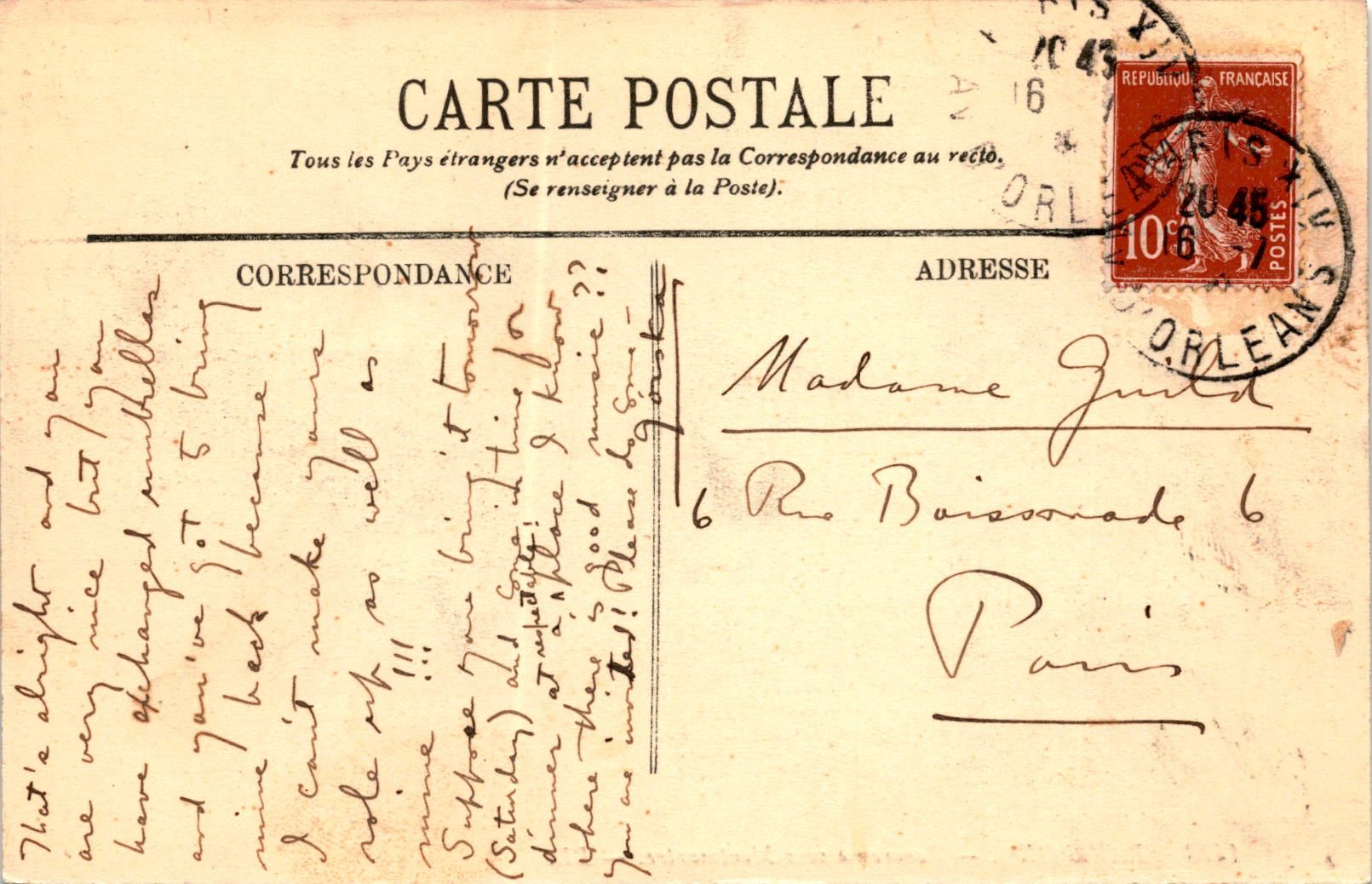 Back of Postcard